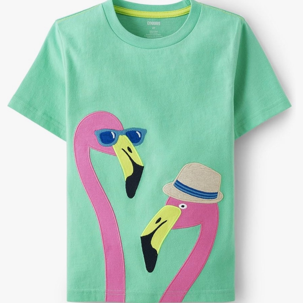 Gymboree Green Flamingo Short Sleeve Tee